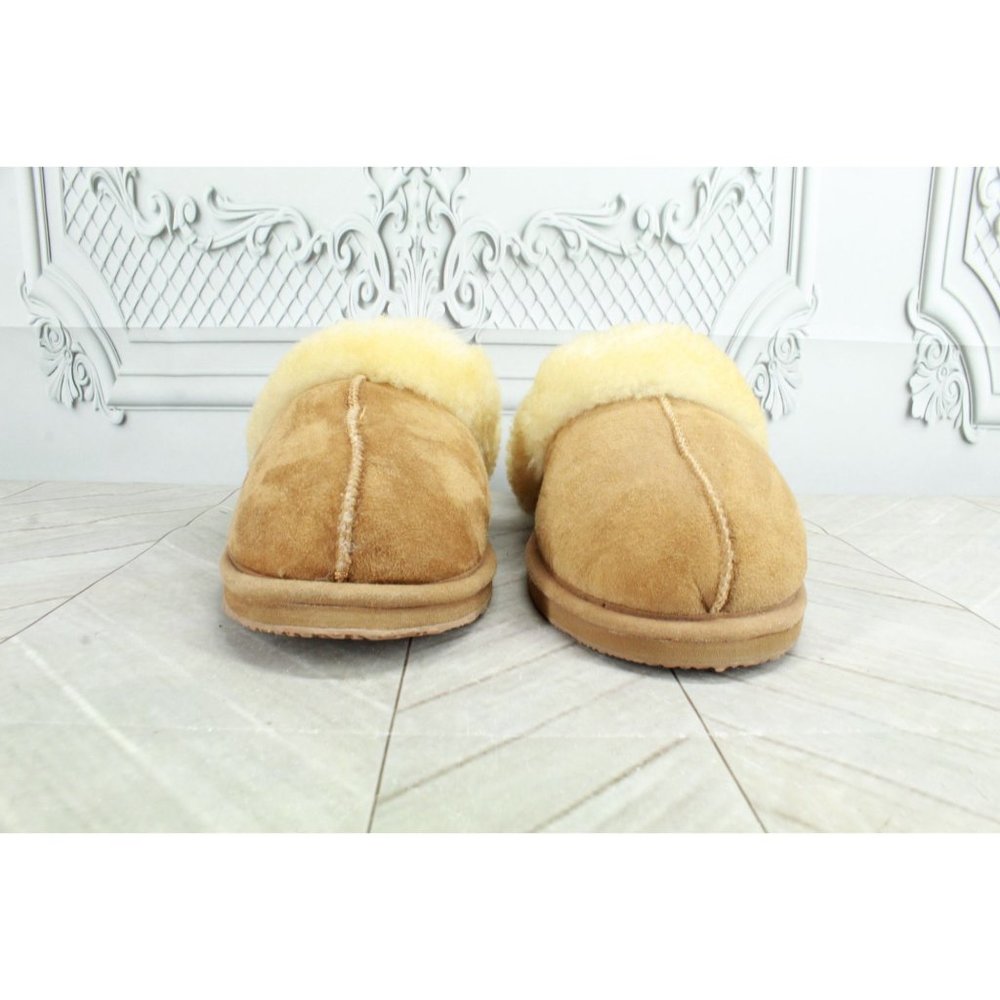 LL Bean Brown Leather Wicked Good Shearling-Lined Slides Slippers 9 M - Picture 4 of 9